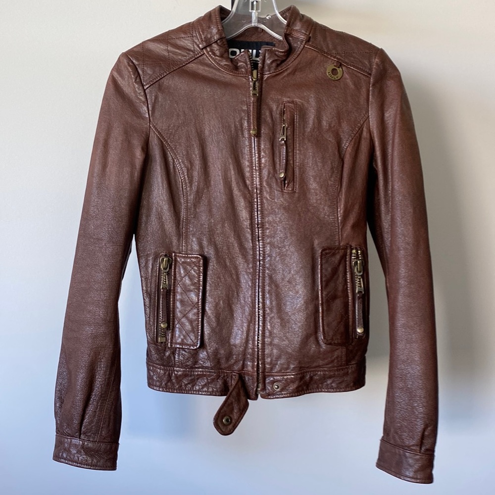 ONLY brown leather jacket size small